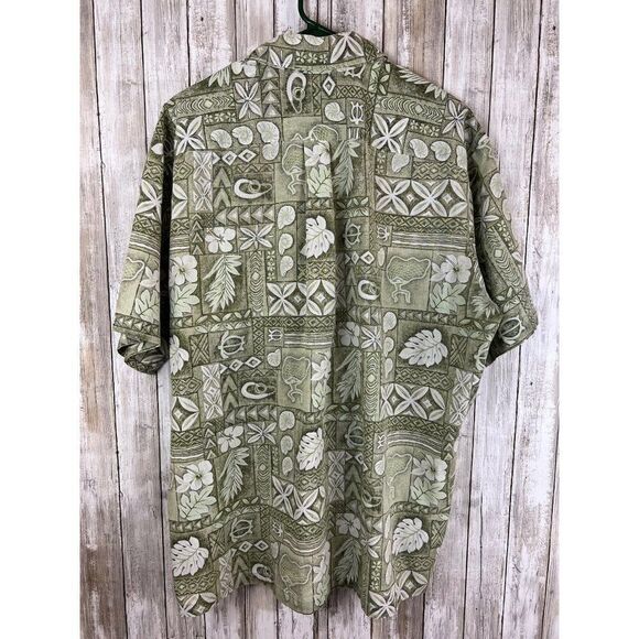 Vintage Makapuu Green Floral Tropical Abstract Hawaiian Shirt XL Reverse Print - Picture 6 of 9